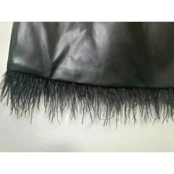 Forcynthia Sleeveless Feather Trim PU Mini Dress‎ size S - Picture 6 of 8